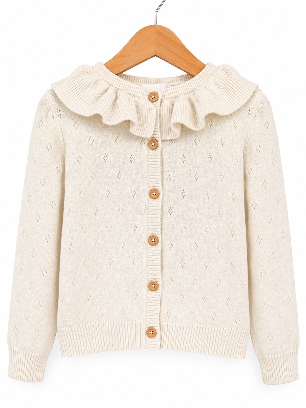 Grayson Collective Girls Cream Ruffle Collar Cardigan Sweater Size 5T